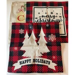 NEW Set of 3 Zip Side Pillow Covers Christmas #2